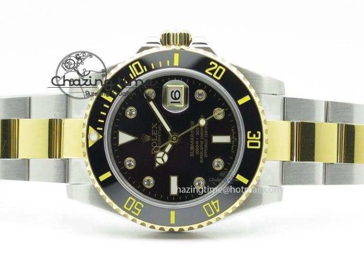Black A2836 LN YG Submariner SS Bracelet Markers on Dial Diamonds 116613 0418